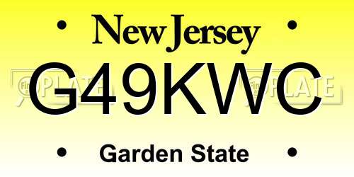 G49KWC New Jersey License Plate