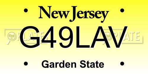 G49LAV New Jersey License Plate