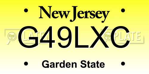G49LXC New Jersey License Plate