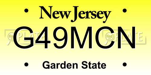 G49MCN New Jersey License Plate