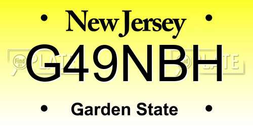 G49NBH New Jersey License Plate