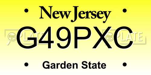 G49PXC New Jersey License Plate