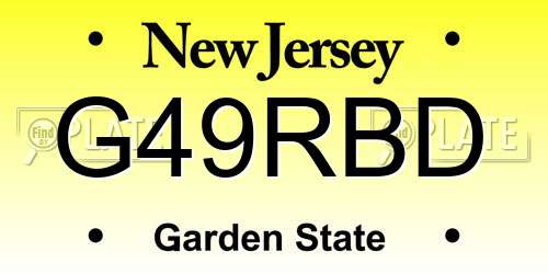 G49RBD New Jersey License Plate