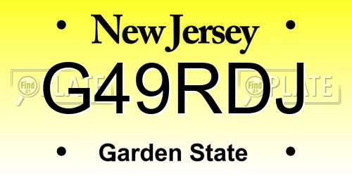 G49RDJ New Jersey License Plate