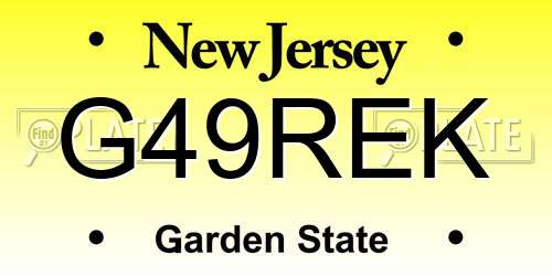 G49REK New Jersey License Plate