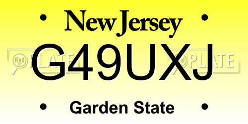 G49UXJ New Jersey License Plate