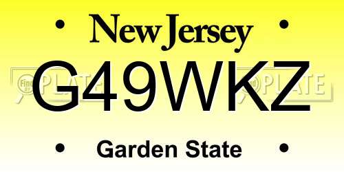 G49WKZ New Jersey License Plate