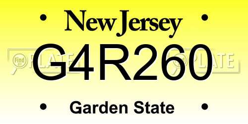 G4R260 New Jersey License Plate
