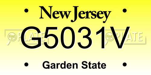 G5031V New Jersey License Plate
