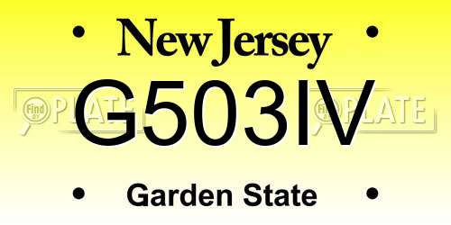 G503IV New Jersey License Plate