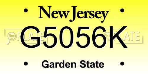 G5056K New Jersey License Plate