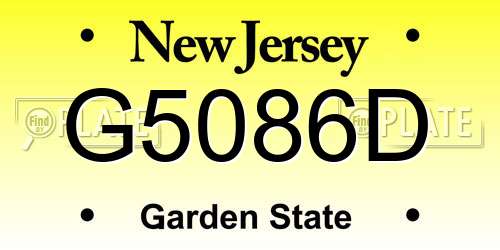 G5086D New Jersey License Plate