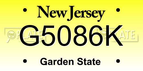 G5086K New Jersey License Plate