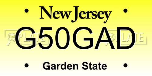 G50GAD New Jersey License Plate