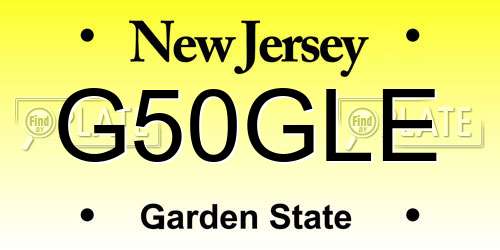 G50GLE New Jersey License Plate