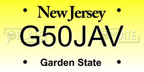 G50JAV New Jersey License Plate