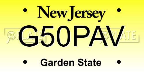 G50PAV New Jersey License Plate