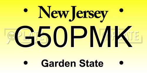 G50PMK New Jersey License Plate