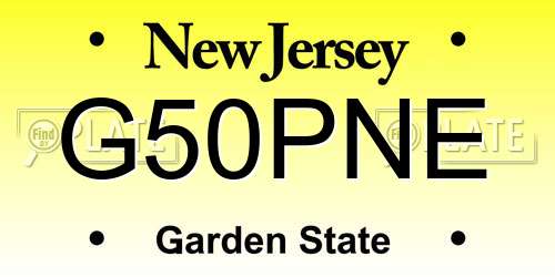 G50PNE New Jersey License Plate
