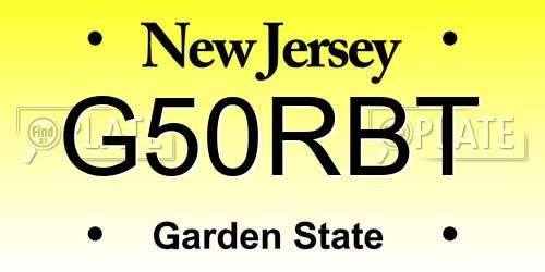 G50RBT New Jersey License Plate