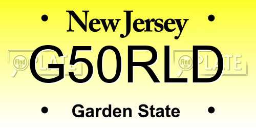 G50RLD New Jersey License Plate