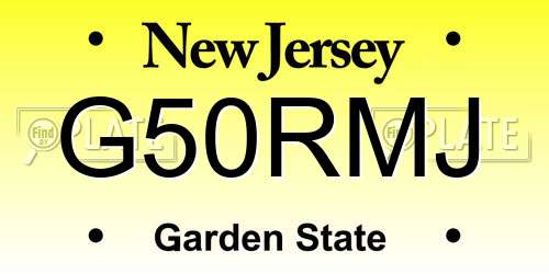 G50RMJ New Jersey License Plate