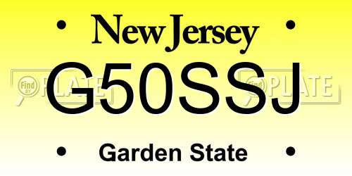 G50SSJ New Jersey License Plate