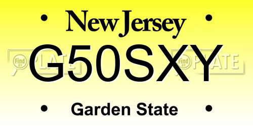 G50SXY New Jersey License Plate