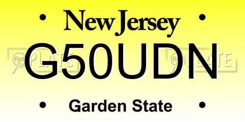 G50UDN New Jersey License Plate