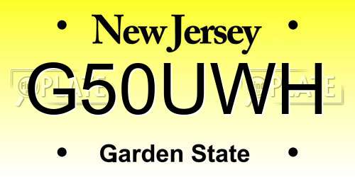 G50UWH New Jersey License Plate
