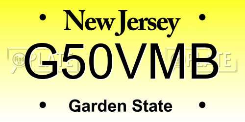 G50VMB New Jersey License Plate