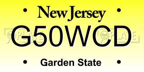 G50WCD New Jersey License Plate