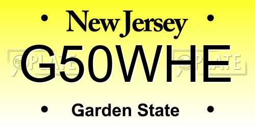 G50WHE New Jersey License Plate