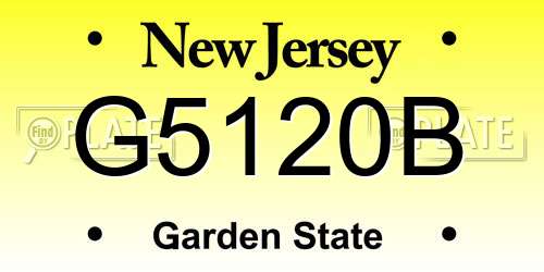 G5120B New Jersey License Plate