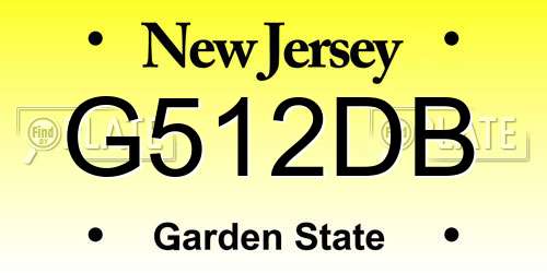 G512DB New Jersey License Plate
