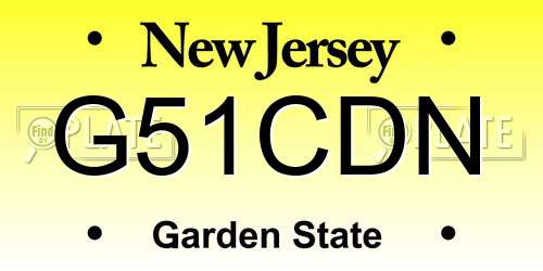 G51CDN New Jersey License Plate