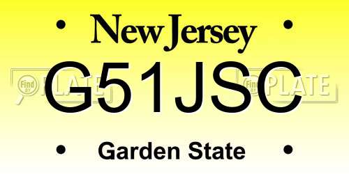G51JSC New Jersey License Plate