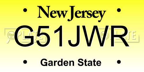 G51JWR New Jersey License Plate