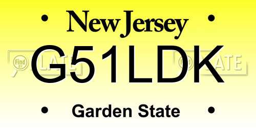 G51LDK New Jersey License Plate