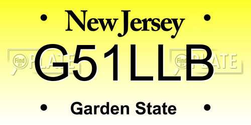 G51LLB New Jersey License Plate