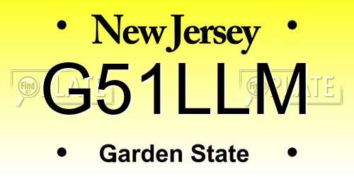 G51LLM New Jersey License Plate