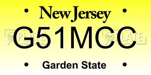 G51MCC New Jersey License Plate
