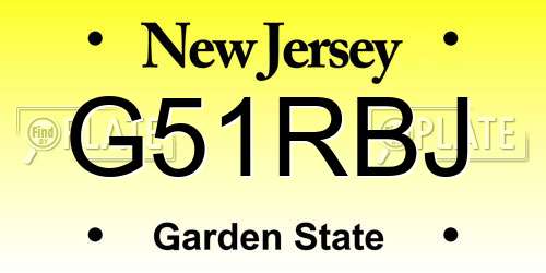 G51RBJ New Jersey License Plate