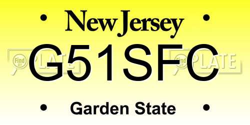 G51SFC New Jersey License Plate