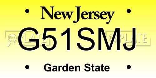 G51SMJ New Jersey License Plate
