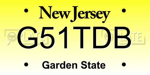 G51TDB New Jersey License Plate