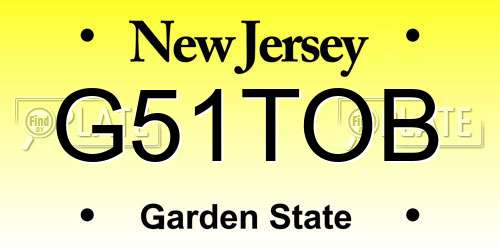 G51TOB New Jersey License Plate