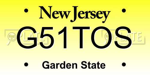 G51TOS New Jersey License Plate