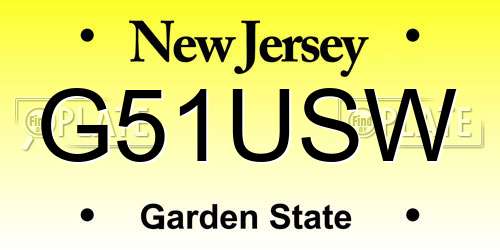 G51USW New Jersey License Plate