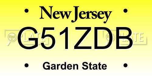 G51ZDB New Jersey License Plate